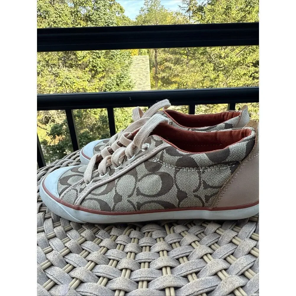 Coach Barrett Women's Sneaker 6M Metallic Pink Canvas Casual Lace-Up Shoes